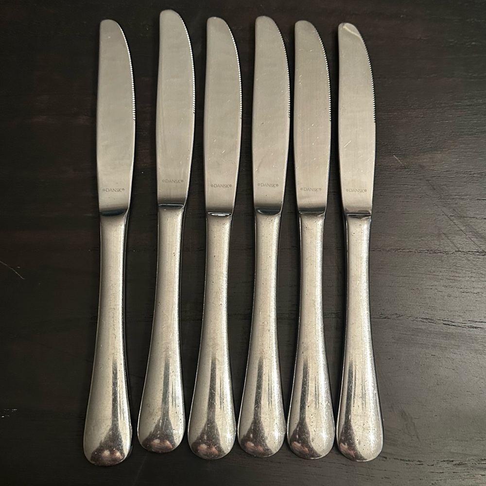 Dansk ESCAPADE Stainless Flatware 6 Dinner Knives 9”